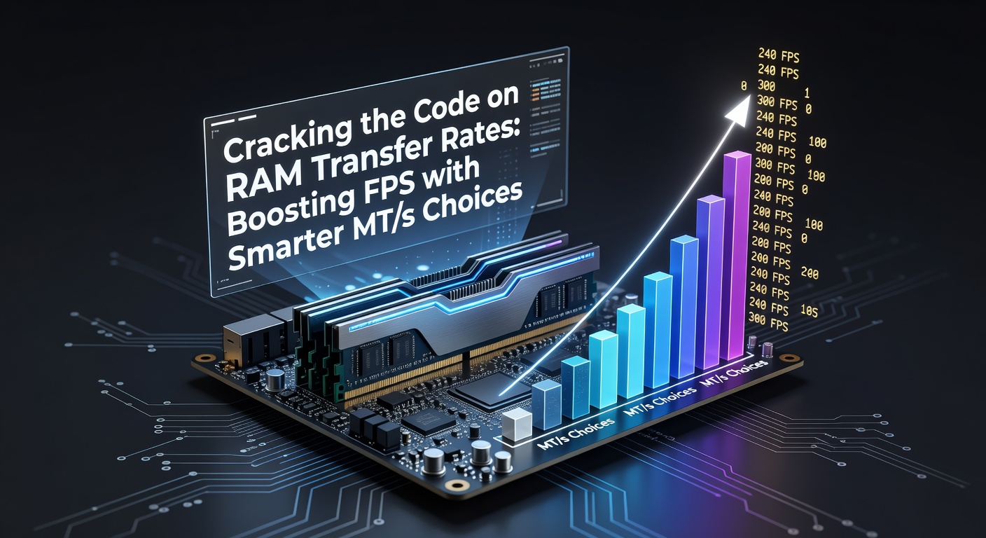 Close-up of high-speed DDR5 RAM modules on a gaming motherboard, illustrating transfer rate labels like 6000 MT/s