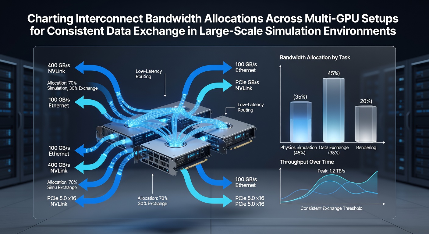 Diagram showing multi-GPU interconnect bandwidth allocation in a simulation cluster