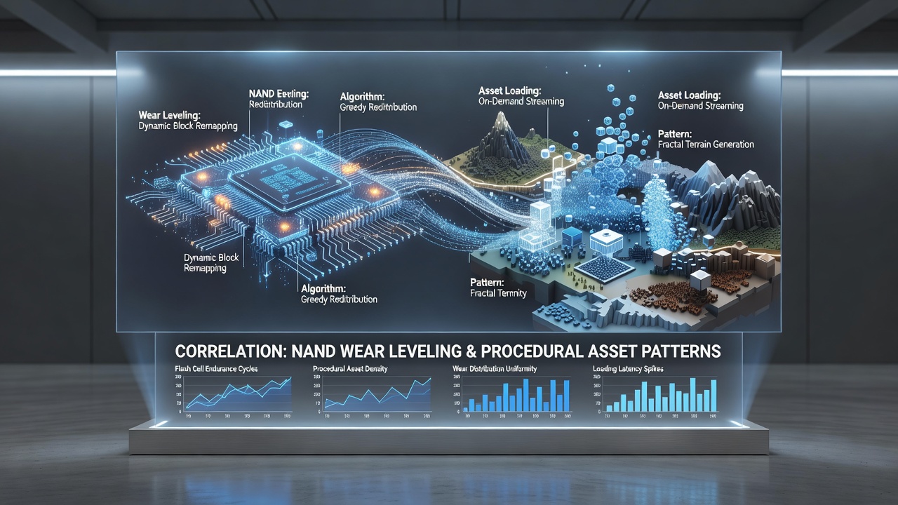 Graph illustrating correlations between asset loading frequency and NAND wear distribution in survival game environments