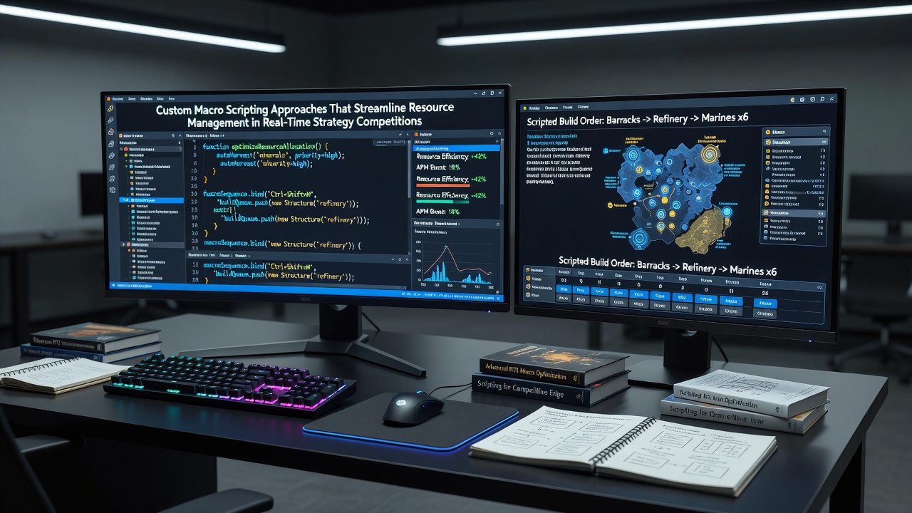 Real-time strategy player monitoring resource scripts during competition