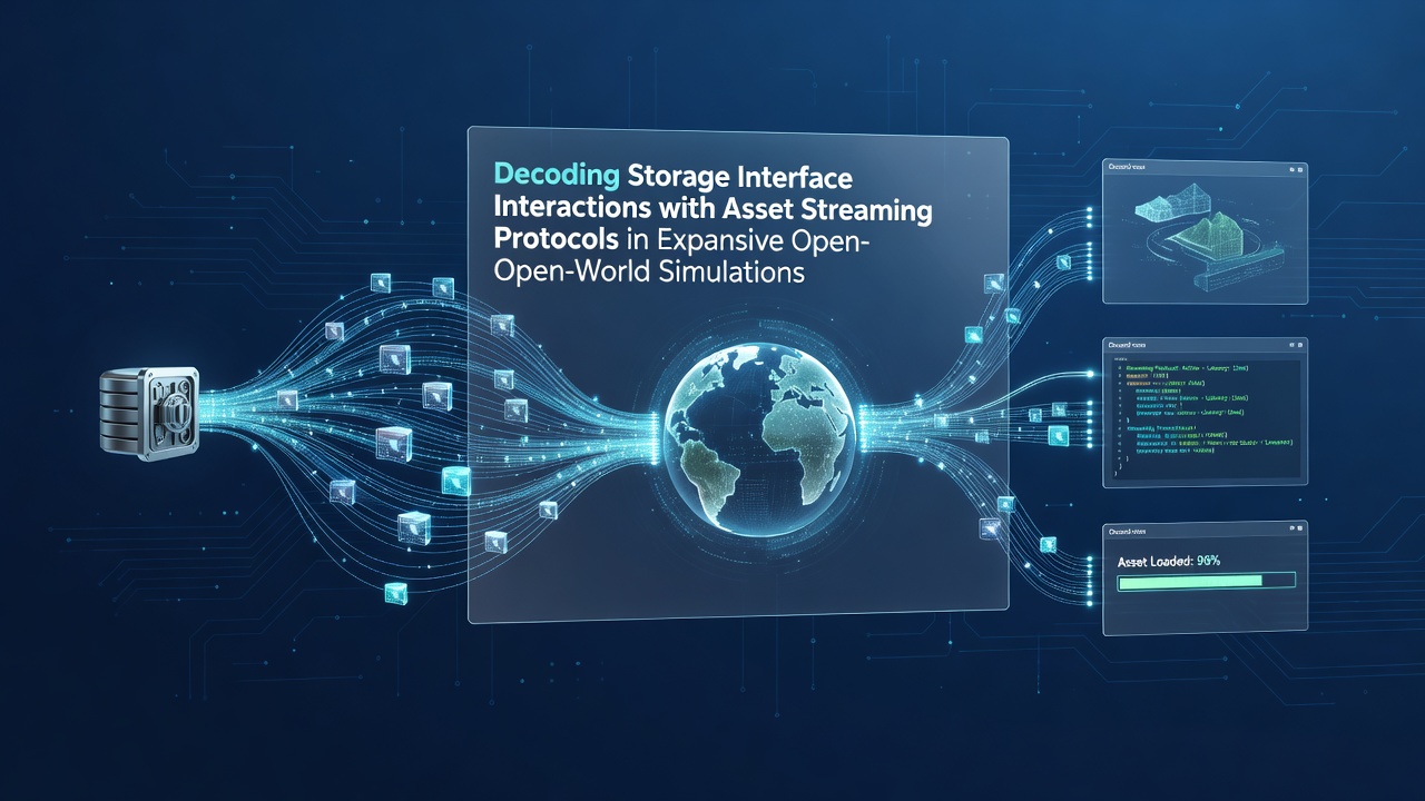 Diagram showing NVMe storage interface connected to asset streaming protocols in an open-world game engine