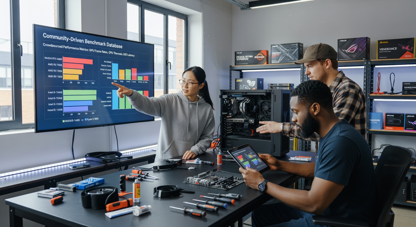 Detailed benchmark charts and hardware comparison tables used by PC enthusiasts
