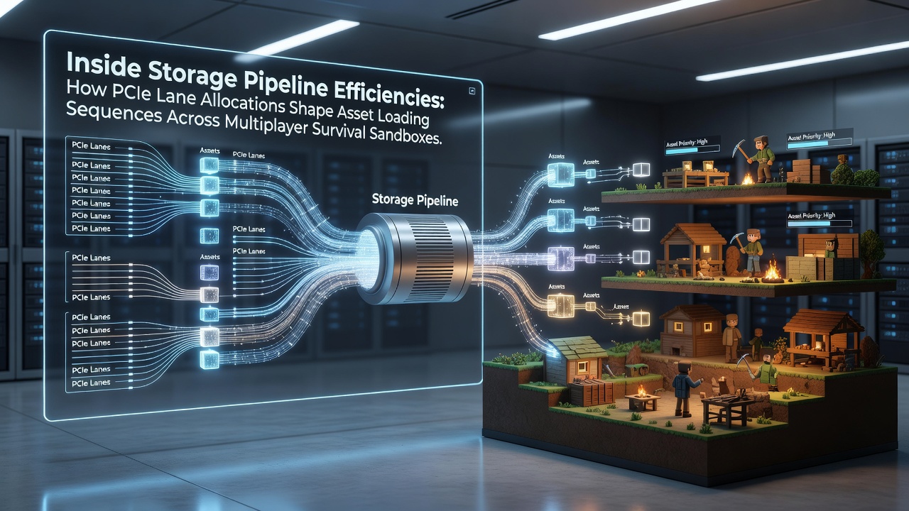 PCIe lane diagram illustrating storage pipeline connections in a gaming rig setup