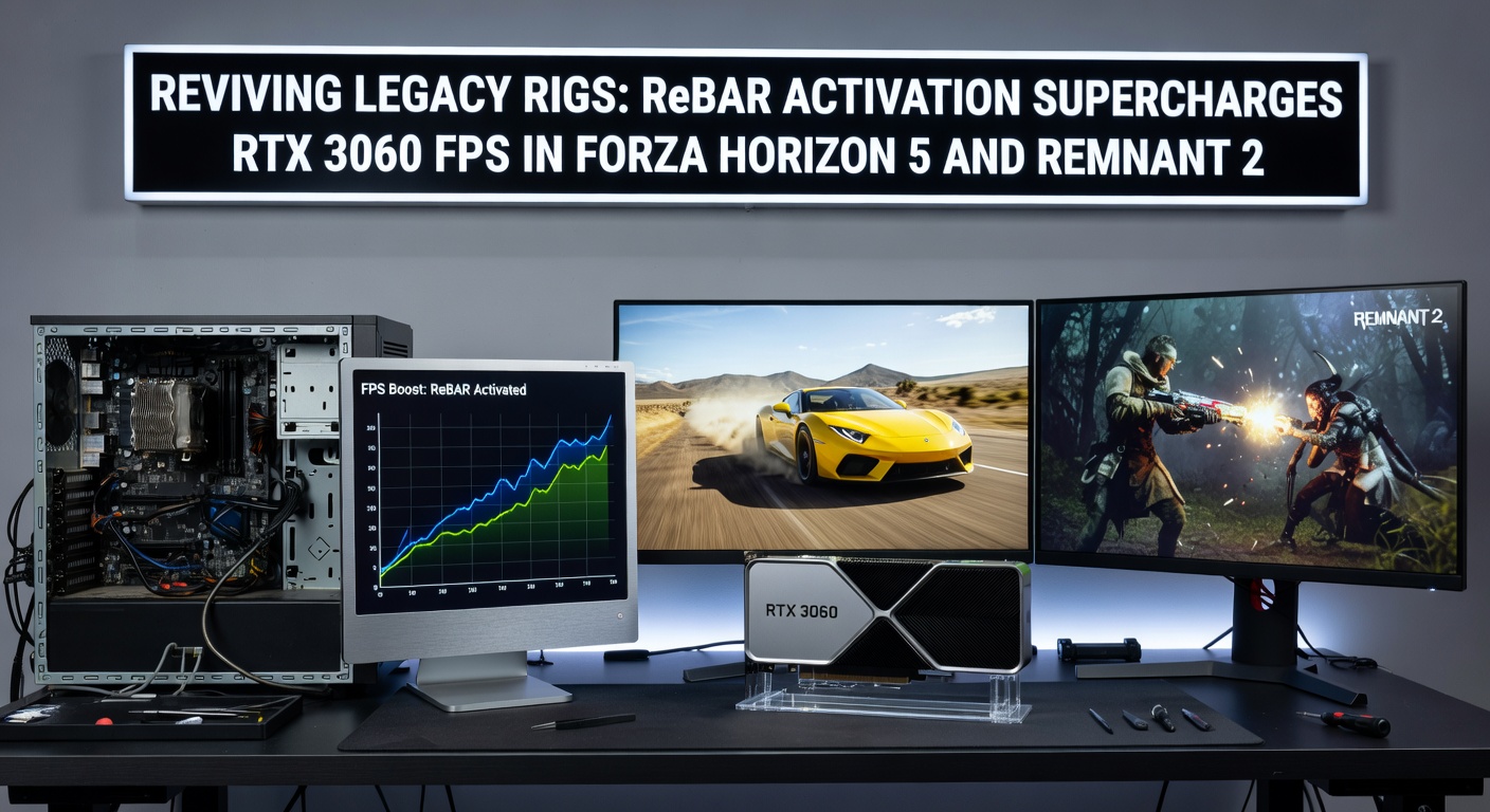 RTX 3060 benchmark comparison in Remnant 2: side-by-side FPS charts pre- and post-ReBAR at 1440p ultra settings